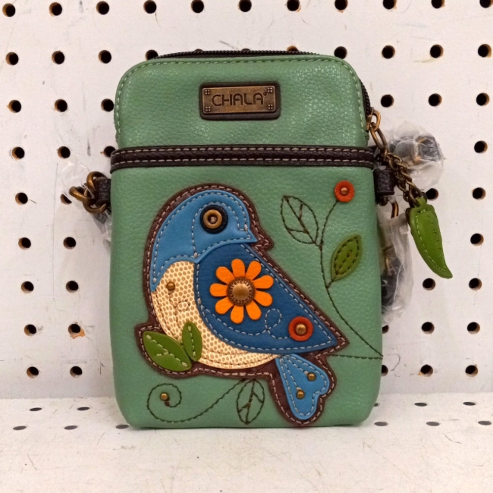 CHALA HandBags Blue Bird Cellphone Xbody Bag Pouch Purse Peta Approved Vegan NWT